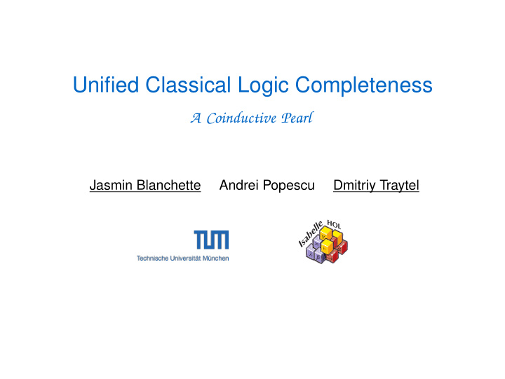 unified classical logic completeness