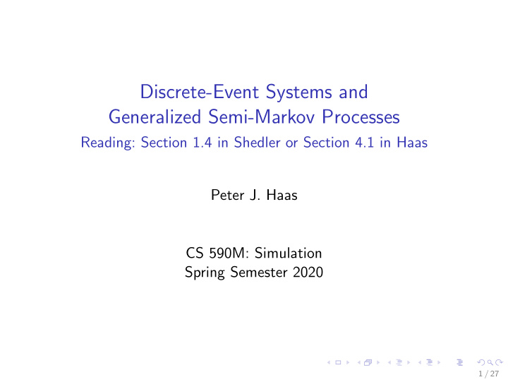 discrete event systems and generalized semi markov
