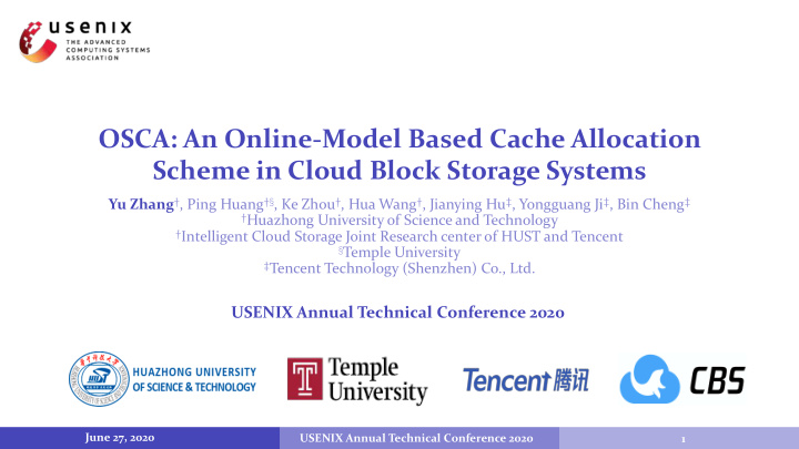 osca an online model based cache allocation scheme in