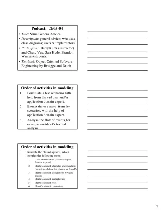 Podcast:  Ch05-04  Title : Some General Advice  Description : general advice; who uses  class