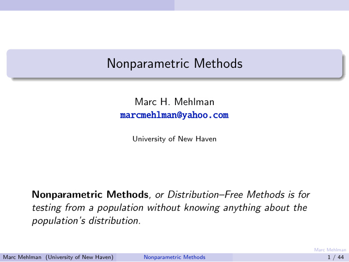 nonparametric methods