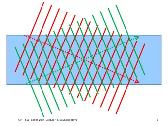 OPTI 500, Spring 2011, Lecture 11, Bouncing Rays  1  OPTI 500, Spring 2011, Lecture 11, Bouncing