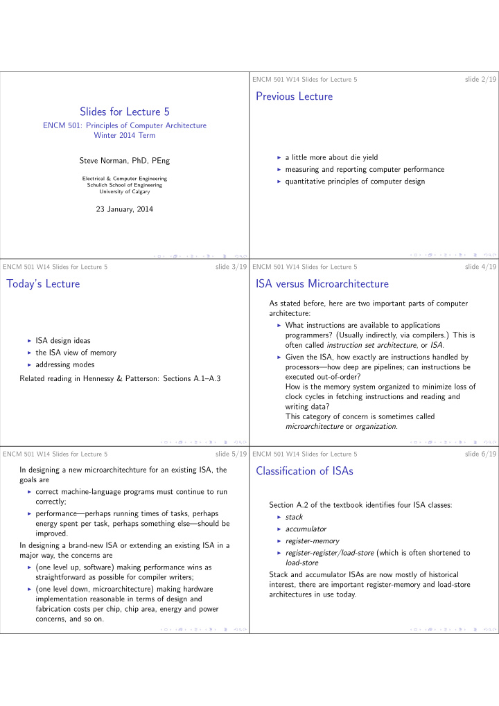 previous lecture slides for lecture 5