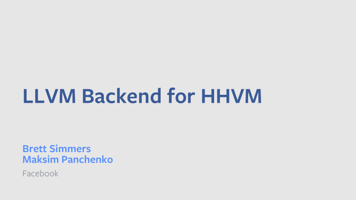 llvm backend for hhvm