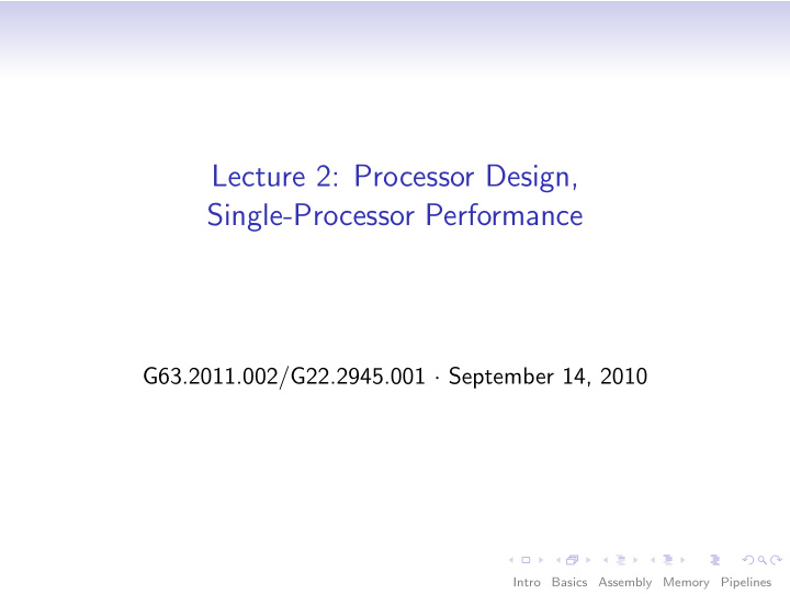 lecture 2 processor design single processor performance
