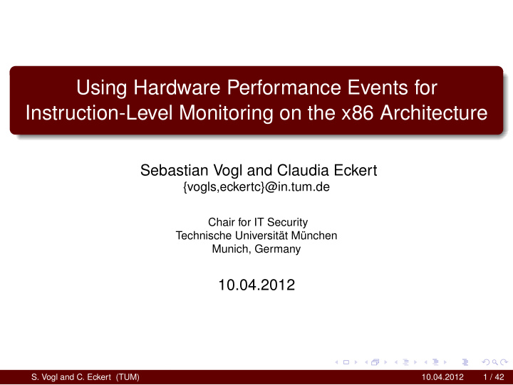 using hardware performance events for instruction level