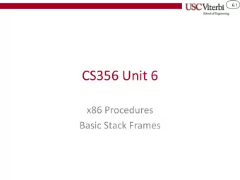 CS356 Unit 6  x86 Procedures  Basic Stack Frames  6.2  Review of Program Counter (Instruc. Pointer)