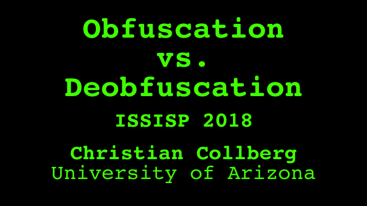 obfuscation vs deobfuscation