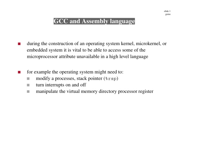 gcc and assembly language