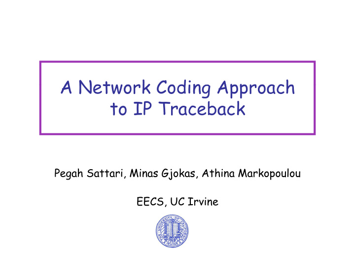 a network coding approach a network coding approach to ip