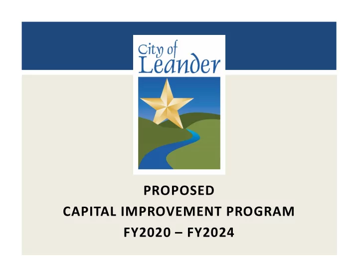 proposed capital improvement program fy2020 fy2024