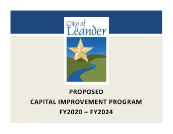 PROPOSED  CAPITAL IMPROVEMENT PROGRAM  FY2020  FY2024  CAPITAL IMPROVEMENT PROGRAM  (CIP)