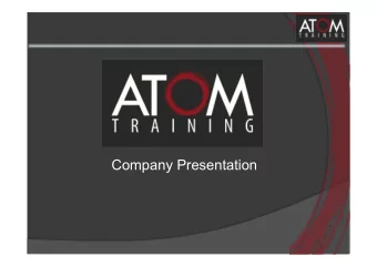 Company Presentation  Our Vision  To promote  global security by internationally training people to