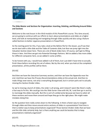 The Slide Master and Sections for Organization: Inserting, Deleting, and Moving Around Slides and