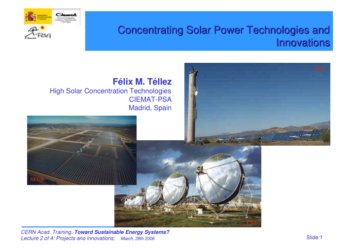 concentrating solar power technologies and concentrating