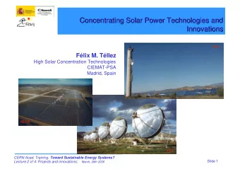 Concentrating Solar Power Technologies and  Concentrating Solar Power Technologies and  Innovations