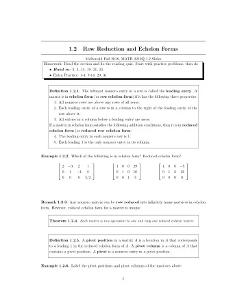 1.2  Row Reduction and Echelon Forms  McDonald Fall 2018, MATH 2210Q 1.2 Slides  Homework: Read the