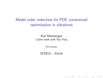 Model order reduction for PDE constrained  optimization in vibrations  Karl Meerbergen  (Joint work
