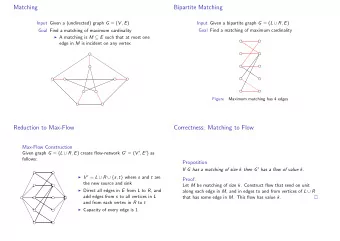 Matching  Bipartite Matching Input Given a (undirected) graph G = ( V , E ) Input Given a bipartite