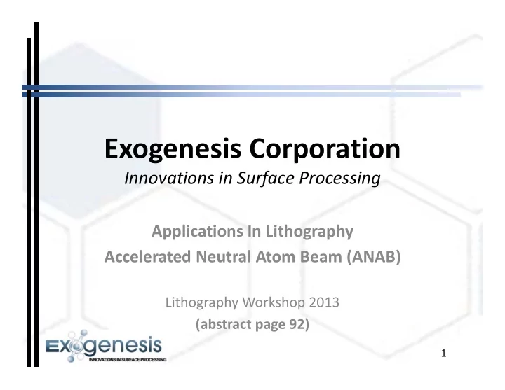 exogenesis corporation
