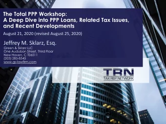 Jeffrey M. Sklarz, Esq.  Green &amp; Sklarz LLC  One Audubon Street, Third Floor  New Haven, C