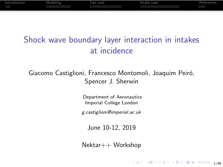 shock wave boundary layer interaction in intakes at
