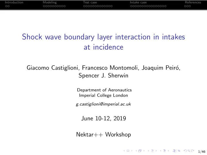 shock wave boundary layer interaction in intakes at