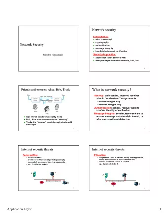 What is network security?  Friends and enemies: Alice, Bob, Trudy  What is network security?