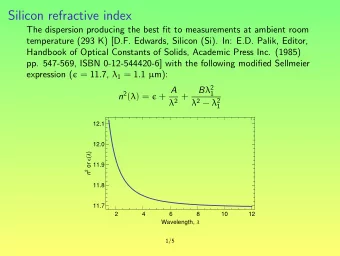 Silicon refractive index  The dispersion producing the best fit to measurements at ambient room