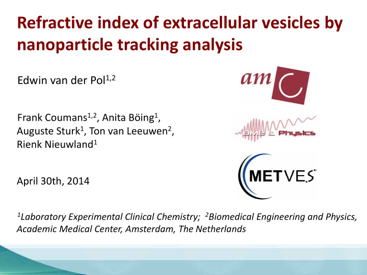 refractive index of extracellular vesicles by