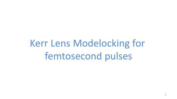 femtosecond pulses