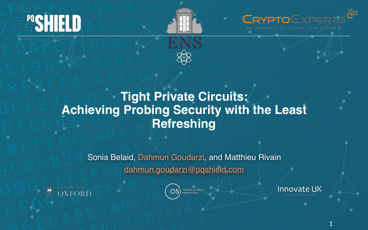 tight private circuits achieving probing security with
