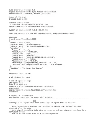 SUSE Enterprise Storage 5.5  Object Storage Metadata Sync Module Configuration  Elasticsearch,