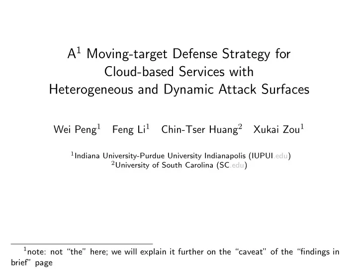 a 1 moving target defense strategy for cloud based