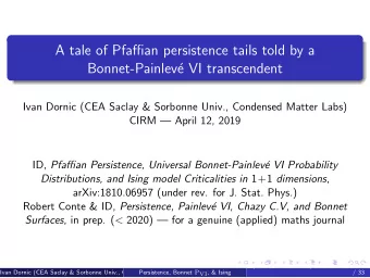A tale of Pfaffian persistence tails told by a  Bonnet-Painlev  e VI transcendent  Ivan Dornic