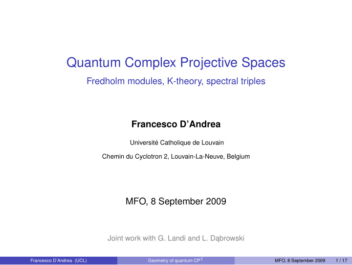 quantum complex projective spaces