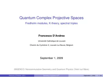 Quantum Complex Projective Spaces  Fredholm modules, K-theory, spectral triples  Francesco