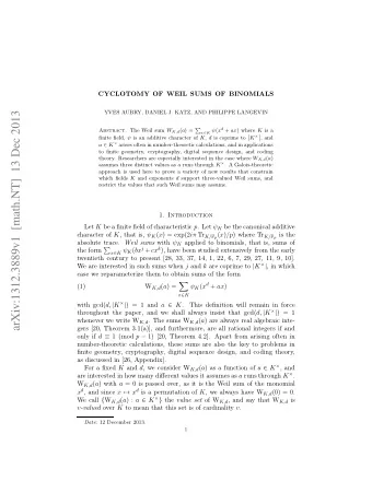 arXiv:1312.3889v1  [math.NT]  13 Dec 2013  YVES AUBRY, DANIEL J. KATZ, AND PHILIPPE LANGEVIN x