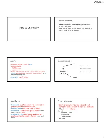 Intro to Chemistry  What are the molecules on the left of the equation  called? What about on
