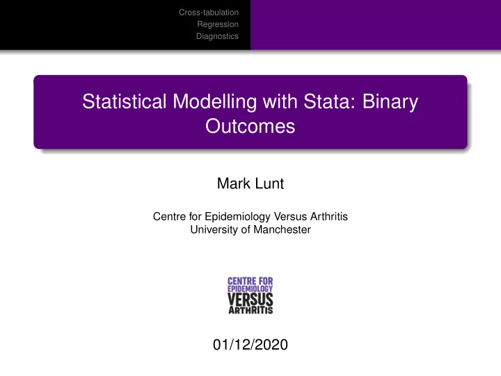 statistical modelling with stata binary outcomes