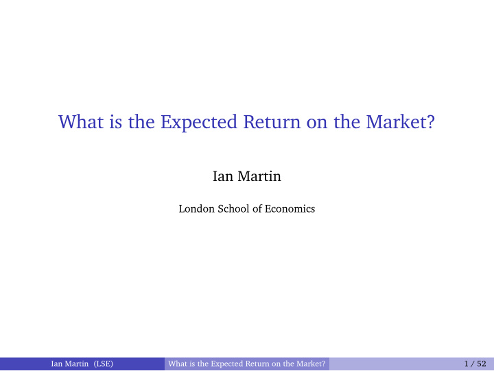 what is the expected return on the market