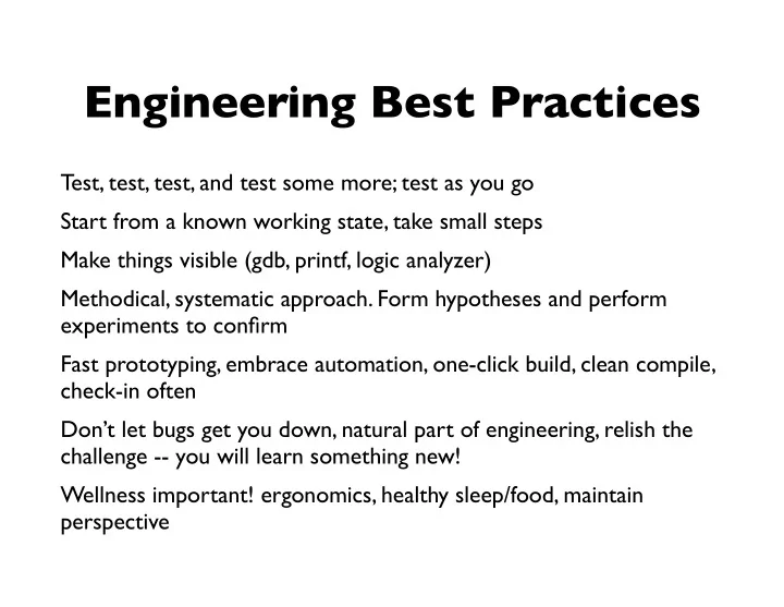 engineering best practices