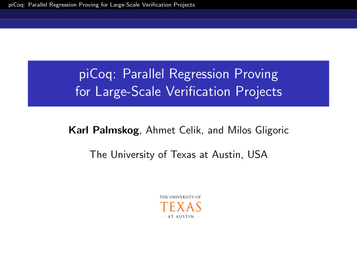 picoq parallel regression proving for large scale