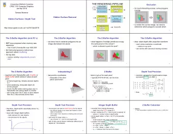 THE RENDERING PIPELINE  University of British Columbia  Occlusion  CPSC 314 Computer Graphics