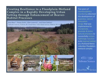 Creating Resilience to a Floodplain-Wetland  Five years of  interdisciplinary  Complex in a Rapidly