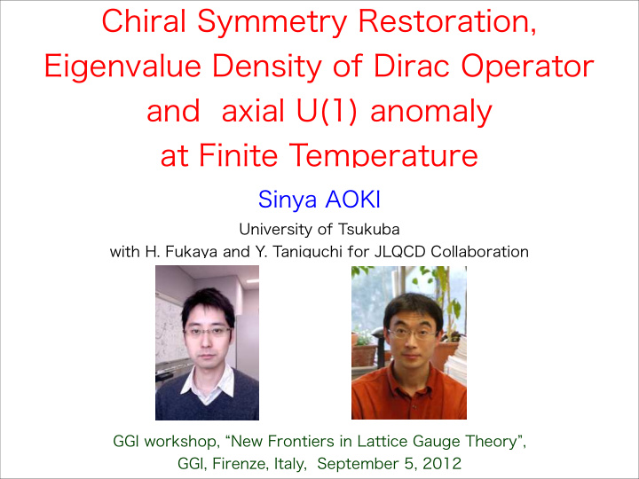 chiral symmetry restoration eigenvalue density of dirac