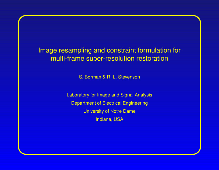 image resampling and constraint formulation for multi