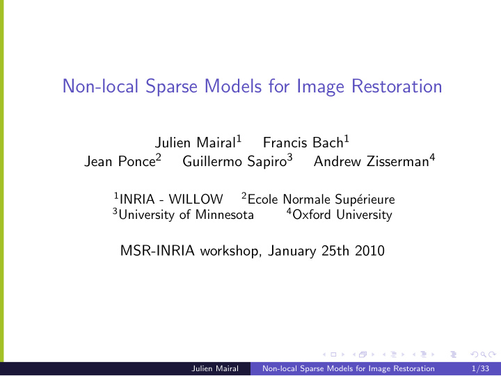 non local sparse models for image restoration