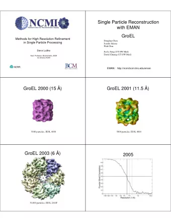 Single Particle Reconstruction  with EMAN  GroEL  Methods for High Resolution Refinement  Donghua