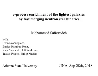 r -process enrichment of the lightest galaxies  by fast merging neutron star binaries  Mohammad